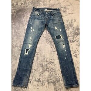 Jacob Davis Jeans Womens 31 Blue Medium Wash Skinny Jeans Distressed Made in USA